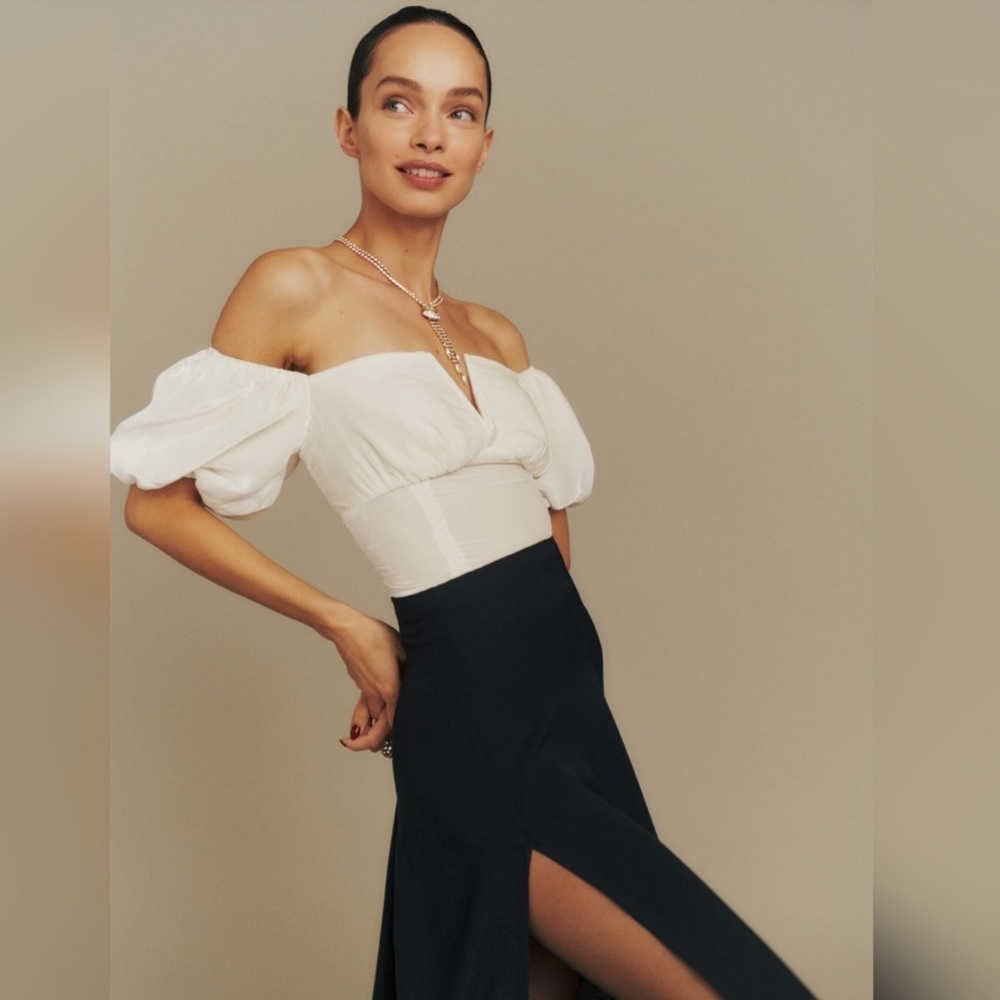 REFORMATION Amina Velvet Top NWT Fior Di Latte Size 10